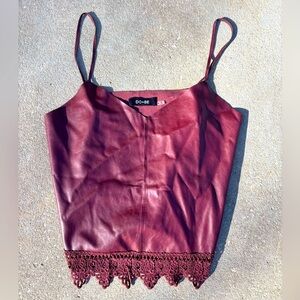 Do + Be Vegan Leather top — Size Medium